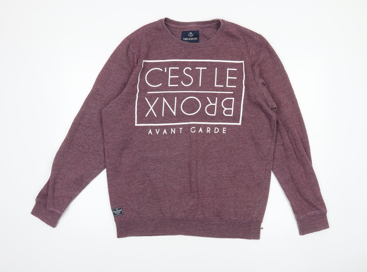 Threadbare Men's Purple Crew Neck Graphic Sweatshirt L