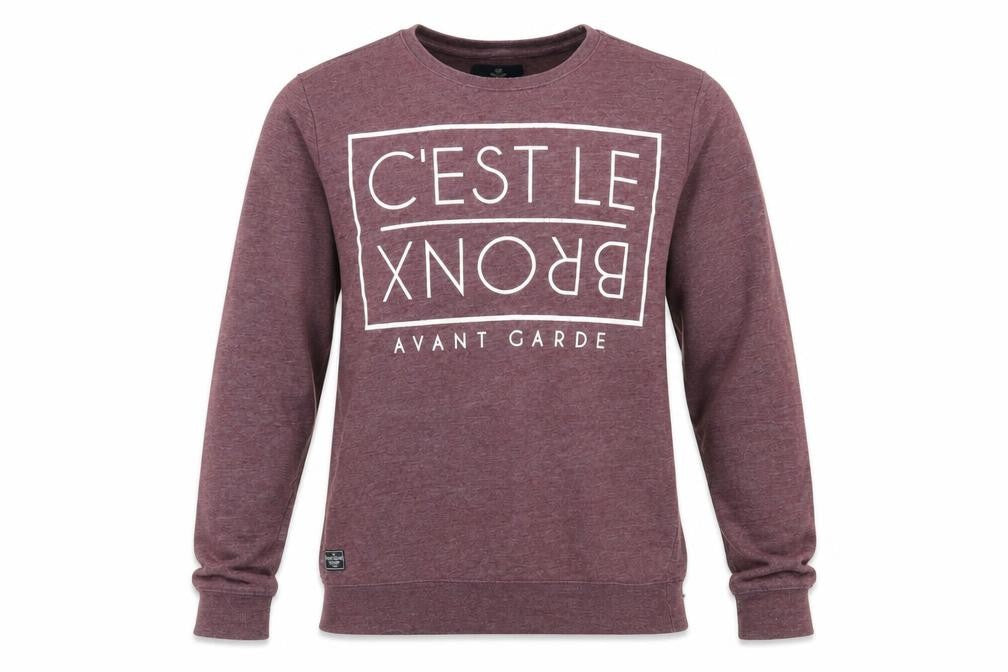 Front view of Threadbare Men's Purple Crew Neck Graphic Sweatshirt L