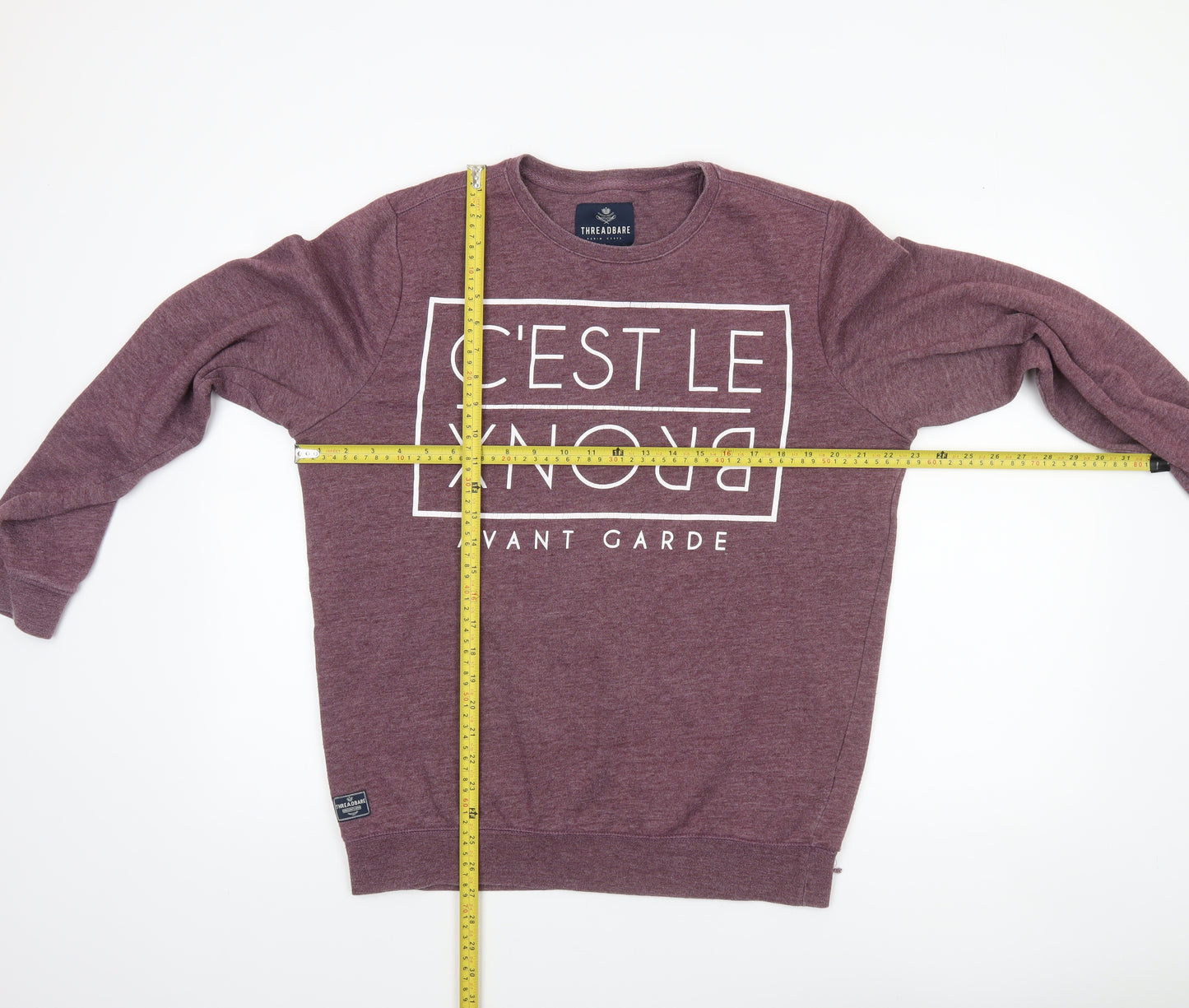 Threadbare Men's Purple Crew Neck Graphic Sweatshirt L