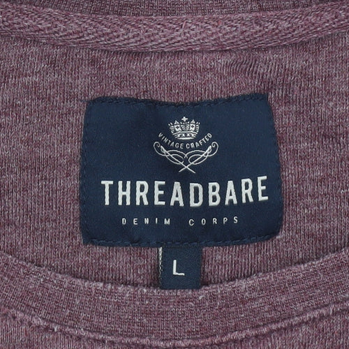 Threadbare Men's Purple Crew Neck Graphic Sweatshirt L