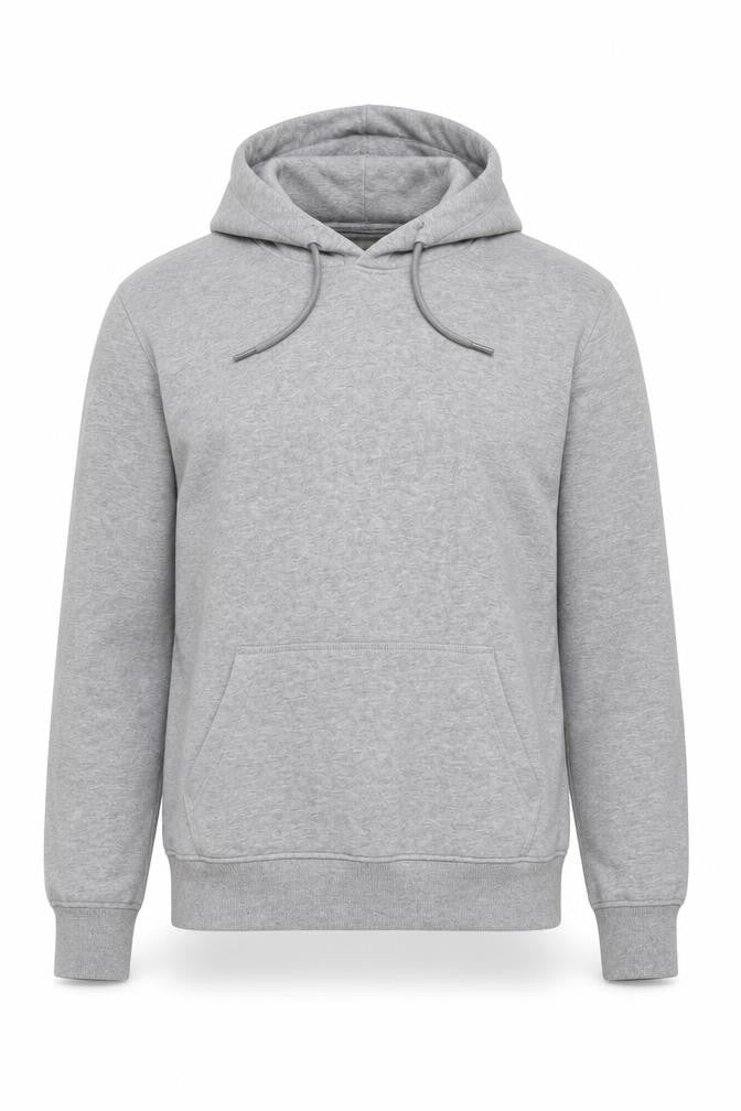Front view of EDC Men’s Grey Regular Fit Pullover Hoodie, size S