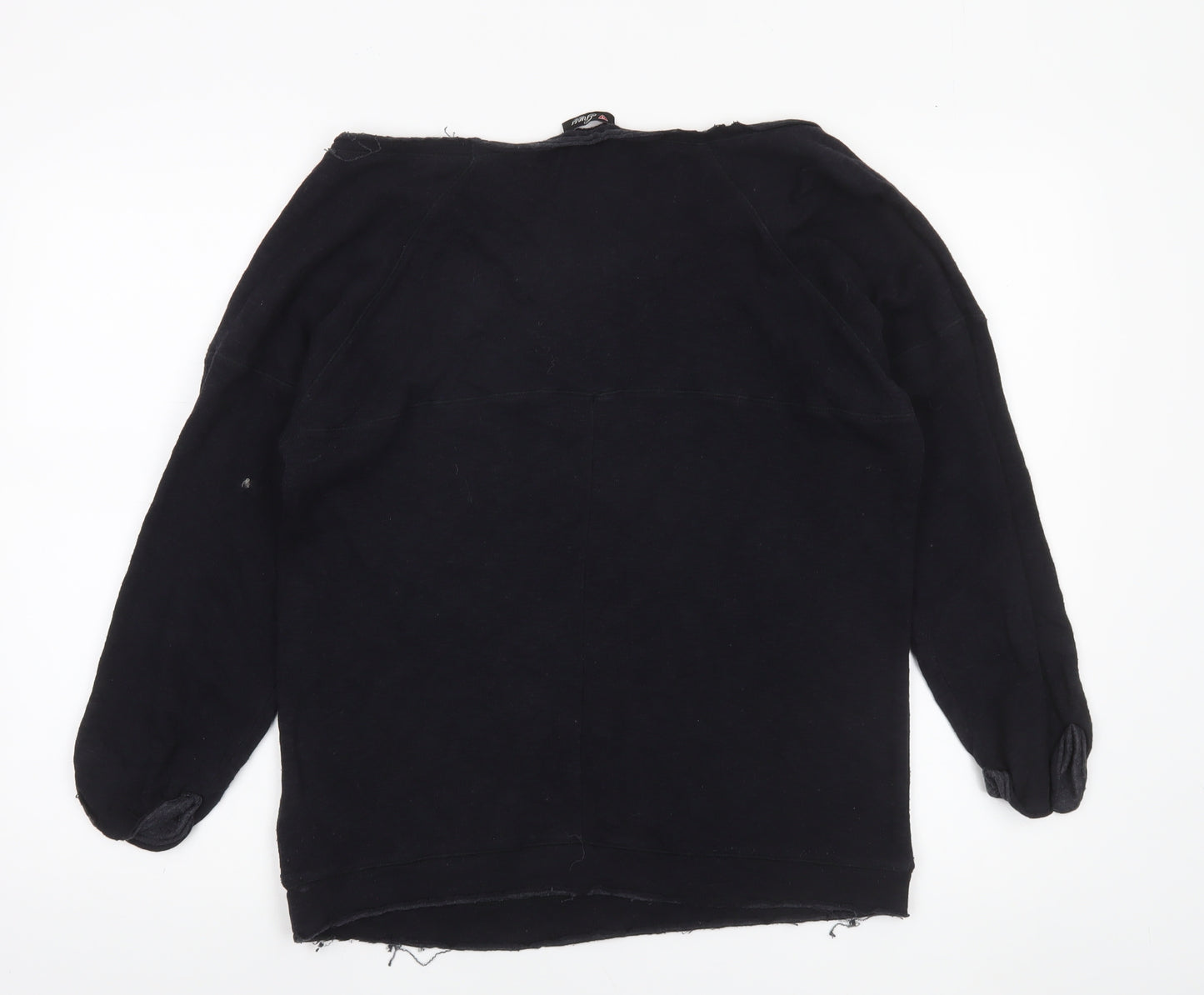 Guess Womens Black Sequin Logo Long Sleeve Jersey Top UK 12