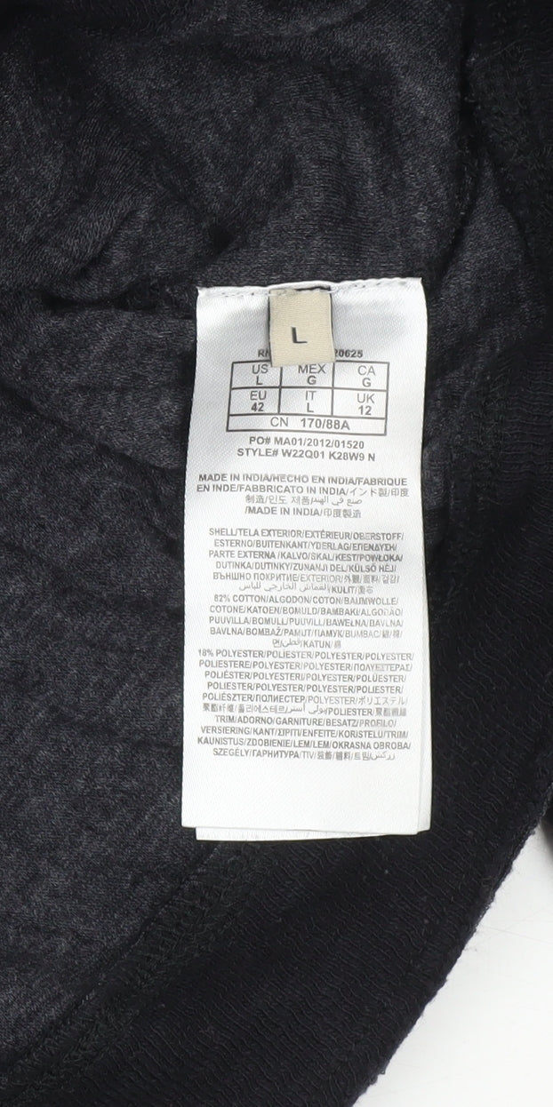 Guess Womens Black Sequin Logo Long Sleeve Jersey Top UK 12