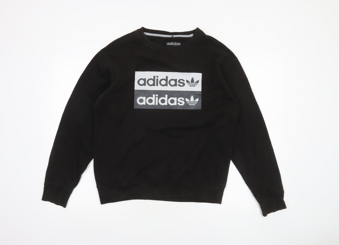 Adidas Mens Black Crew Neck Graphic Logo Sweatshirt Size S