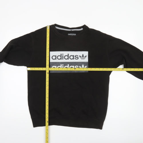 Adidas Mens Black Crew Neck Graphic Logo Sweatshirt Size S