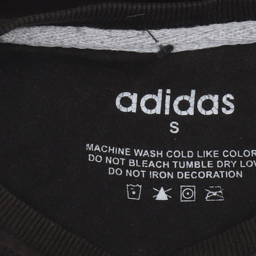 Adidas Mens Black Crew Neck Graphic Logo Sweatshirt Size S