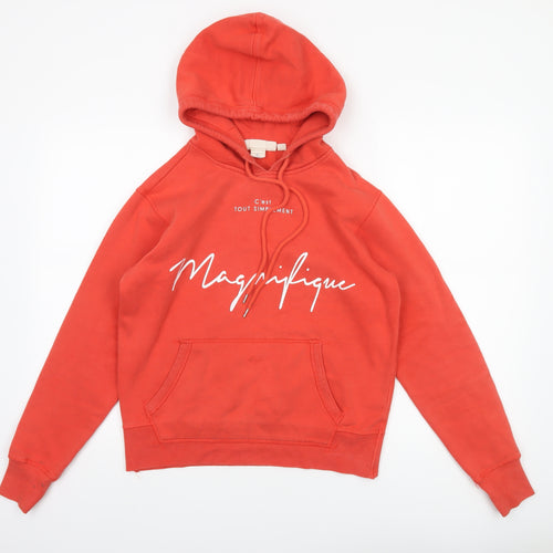 L.O.G.G. Womens Red Pullover Hoodie Magniﬁque Print Size 12