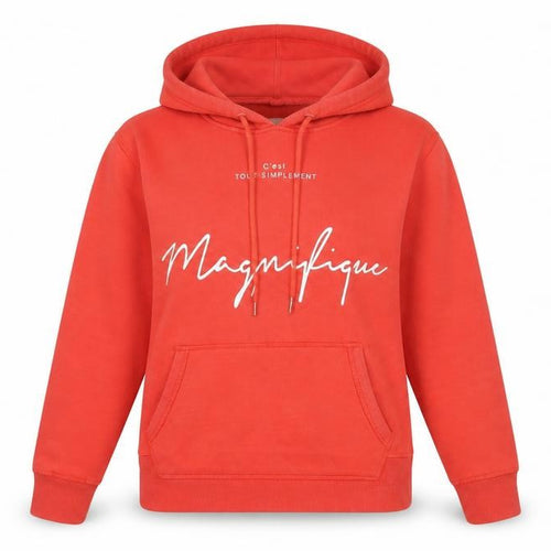 L.O.G.G. Womens Red Pullover Hoodie Magniﬁque Print Size 12