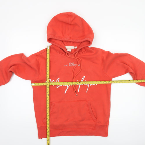 L.O.G.G. Womens Red Pullover Hoodie Magniﬁque Print Size 12