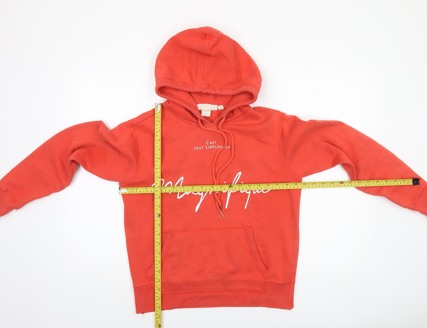 L.O.G.G. Womens Red Pullover Hoodie Magniﬁque Print Size 12