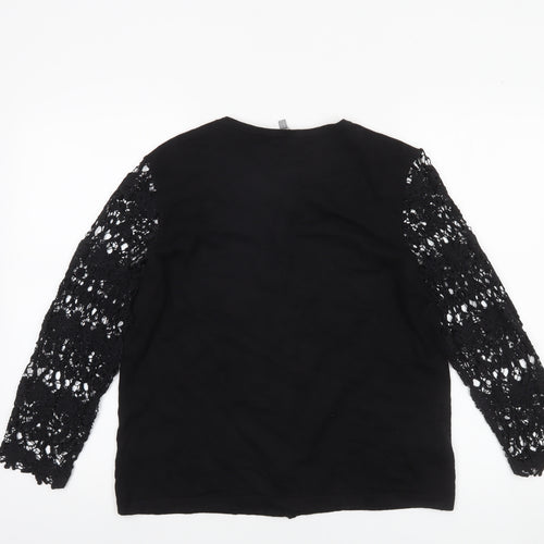 Laura Ashley Women's Black Crochet Sleeve Cardigan UK 16