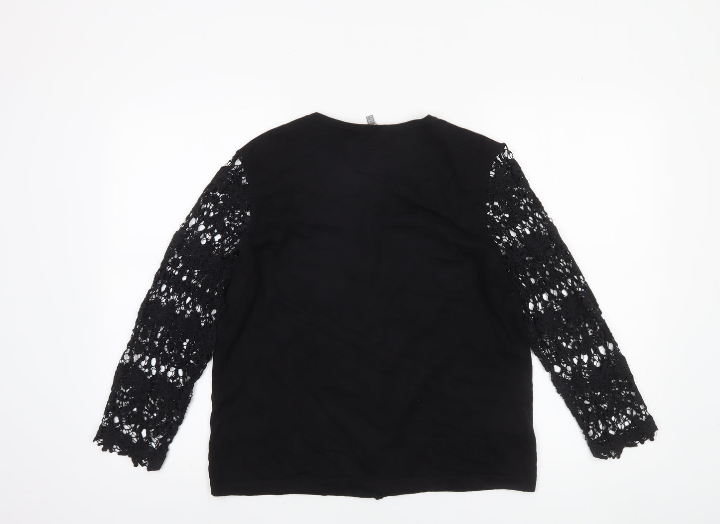 Laura Ashley Women's Black Crochet Sleeve Cardigan UK 16