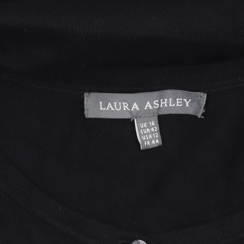 Laura Ashley Women's Black Crochet Sleeve Cardigan UK 16