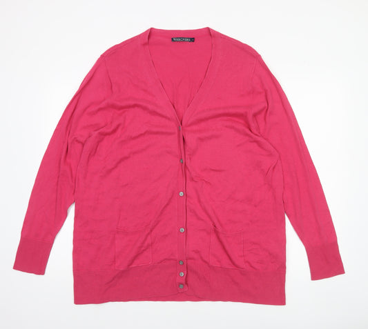 Woolovers Women’s Pink Silk Cotton V-Neck Cardigan XL