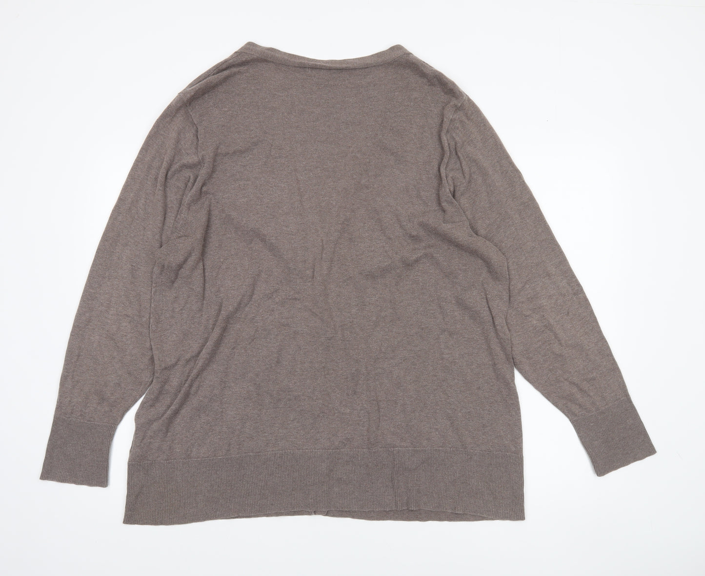 Woolovers Womens Brown Cotton Silk V-Neck Long Sleeve Cardigan XL