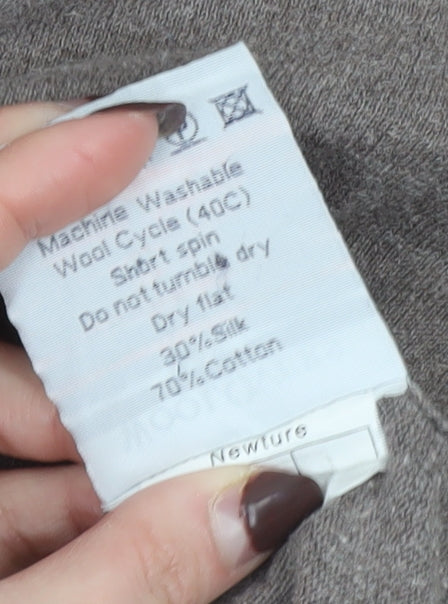 Woolovers Womens Brown Cotton Silk V-Neck Long Sleeve Cardigan XL