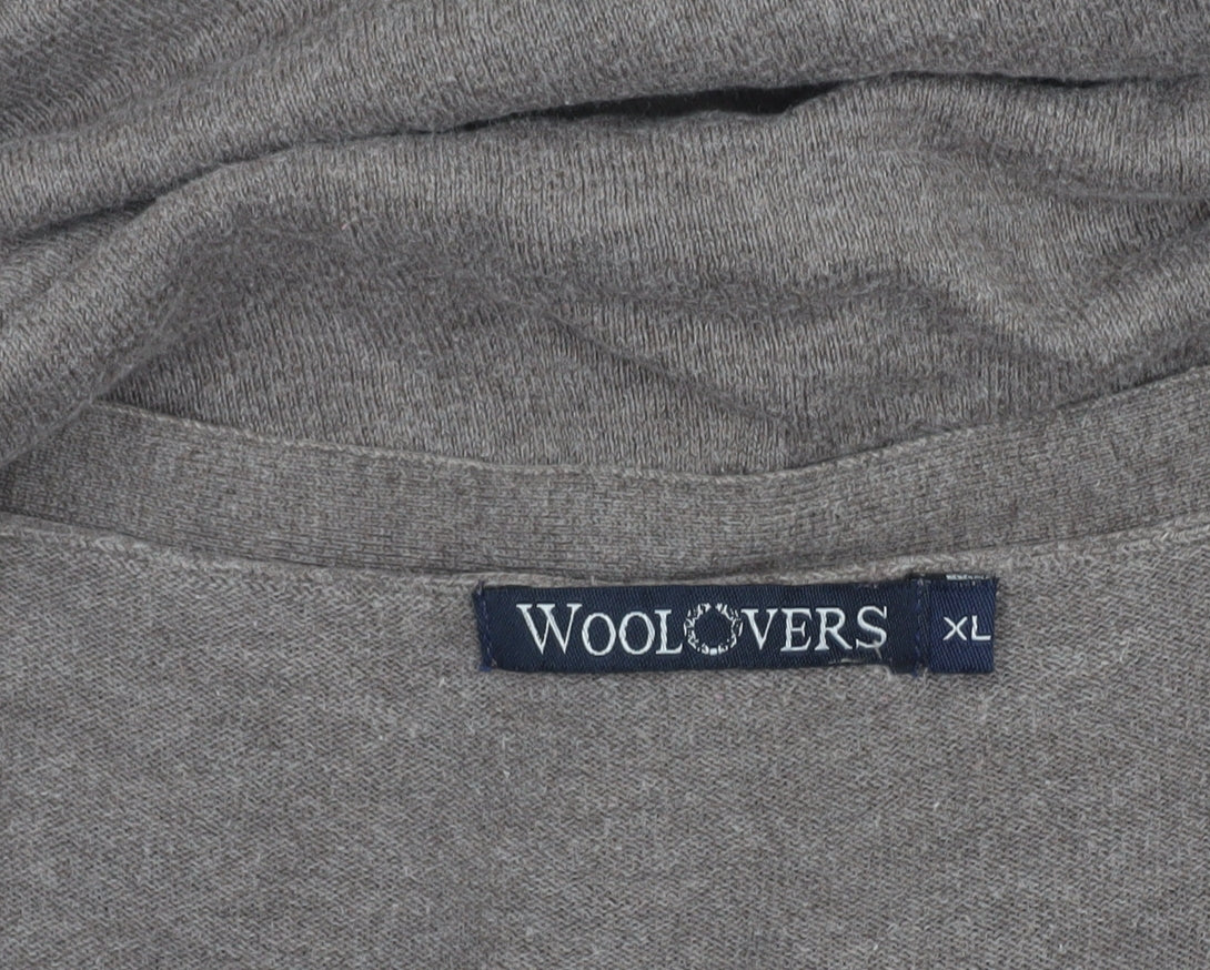 Woolovers Womens Brown Cotton Silk V-Neck Long Sleeve Cardigan XL