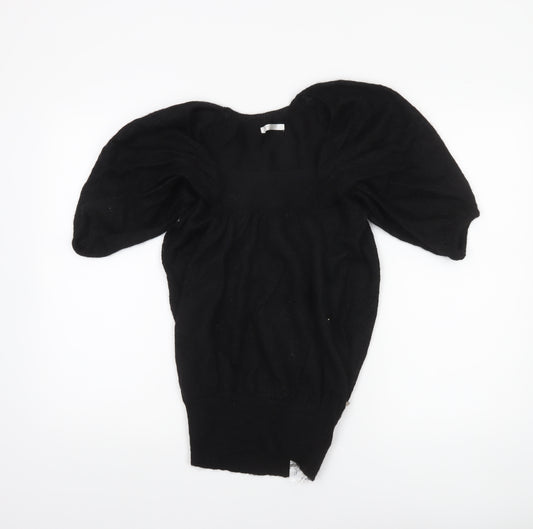 Full Circle Women's Black XS Puff Sleeve Angora Knit Jumper