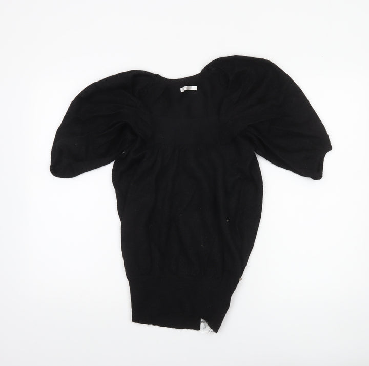 Full Circle Women's Black XS Puff Sleeve Angora Knit Jumper