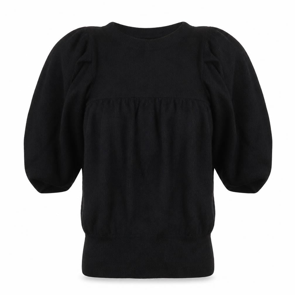 Full Circle Women's Black XS Puff Sleeve Angora Knit Jumper