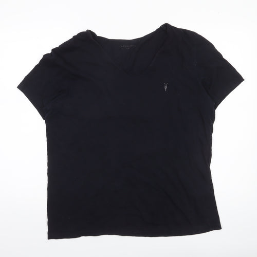 AllSaints Men's Black XL V-Neck Cotton Jersey T-Shirt