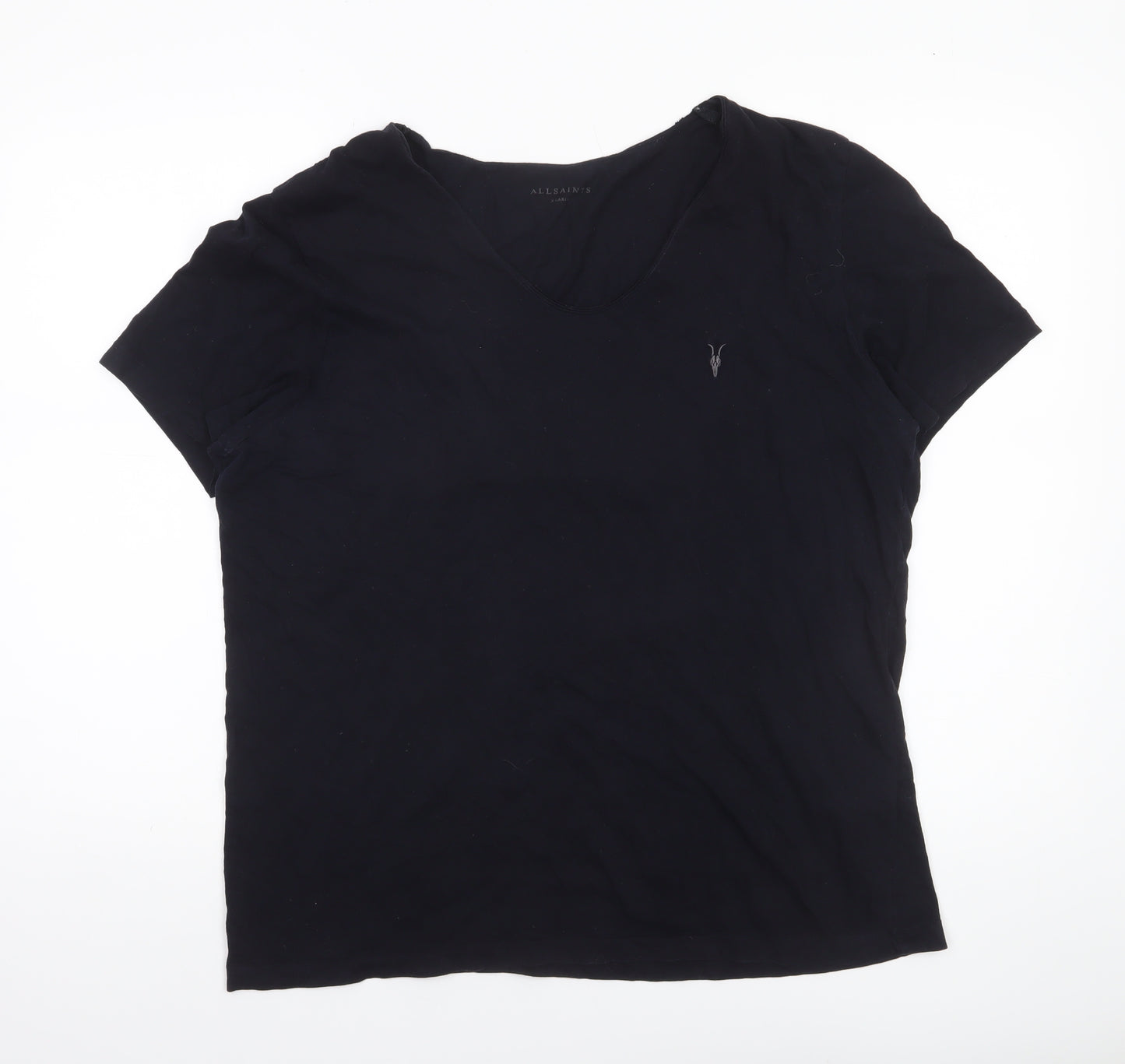 AllSaints Men's Black XL V-Neck Cotton Jersey T-Shirt