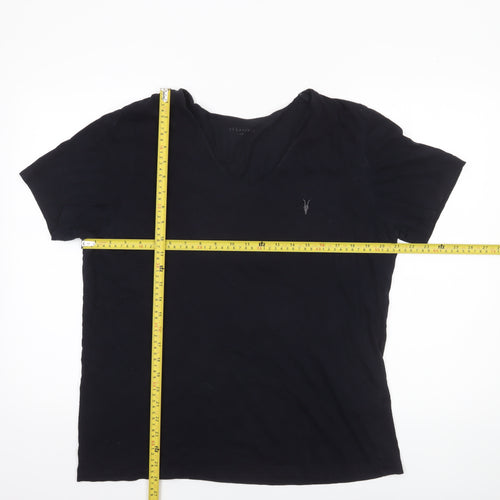 AllSaints Men's Black XL V-Neck Cotton Jersey T-Shirt