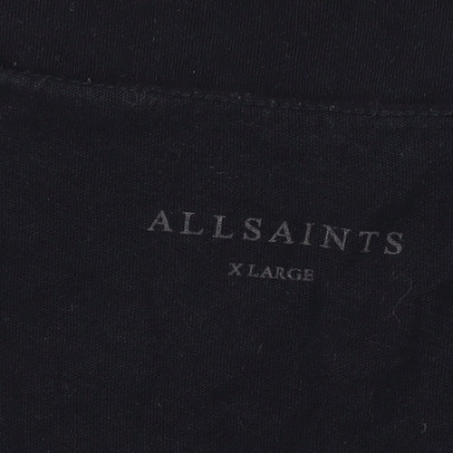 AllSaints Men's Black XL V-Neck Cotton Jersey T-Shirt