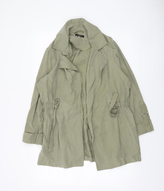 Roman Women Green Lightweight Belted Trench Coatigan Size 12