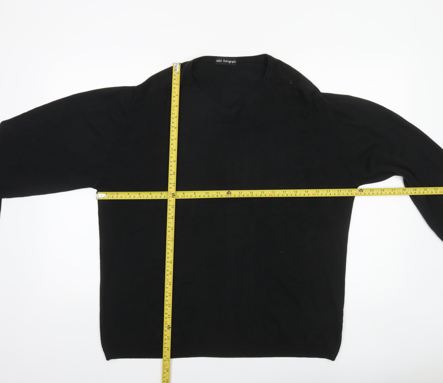 Marks and Spencer Men’s Black V-Neck Jumper XL Acrylic Knit