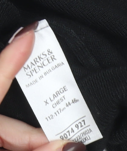 Marks and Spencer Men’s Black V-Neck Jumper XL Acrylic Knit