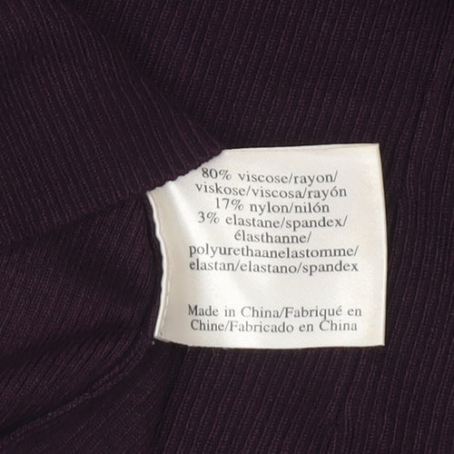 Laura Ashley Womens Purple V-Neck Long Sleeve Pullover Jumper Size 12