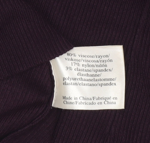 Laura Ashley Womens Purple V-Neck Long Sleeve Pullover Jumper Size 12