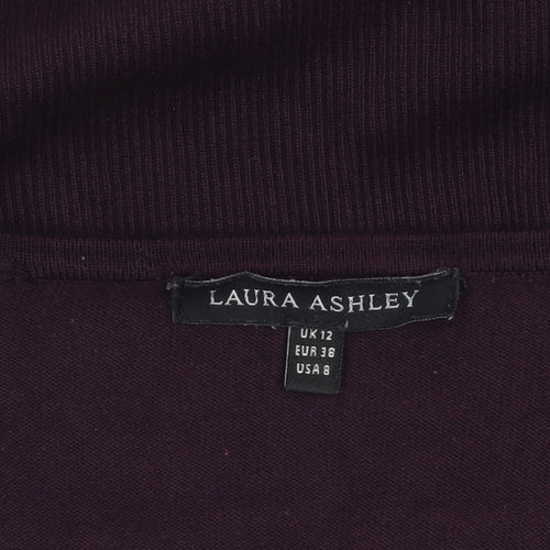 Laura Ashley Womens Purple V-Neck Long Sleeve Pullover Jumper Size 12