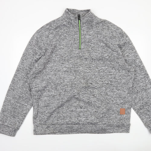 SIIMHWRSS Men's Grey 1/4 Zip Mock Neck Pullover Sweatshirt Size M