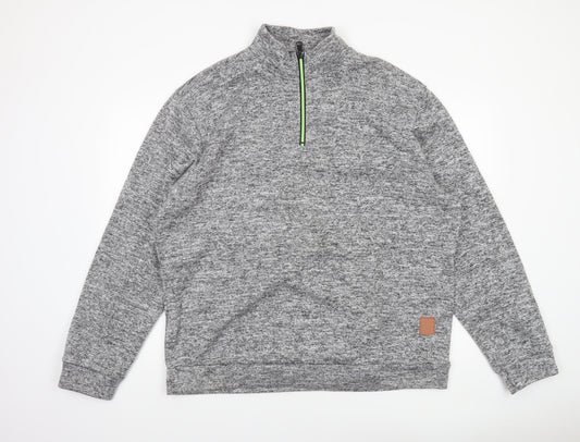 SIIMHWRSS Men's Grey 1/4 Zip Mock Neck Pullover Sweatshirt Size M