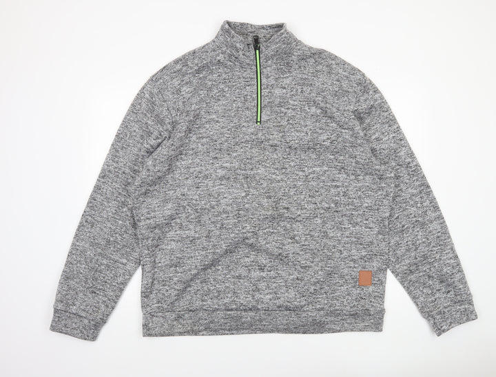 SIIMHWRSS Men's Grey 1/4 Zip Mock Neck Pullover Sweatshirt Size M
