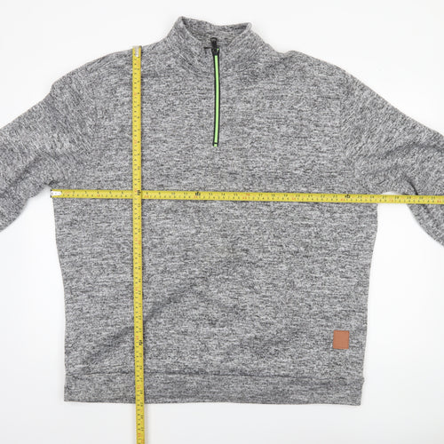 SIIMHWRSS Men's Grey 1/4 Zip Mock Neck Pullover Sweatshirt Size M