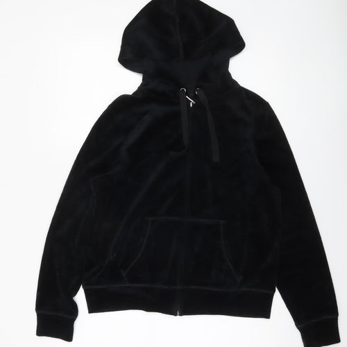 Marks and Spencer Womens Black Velour Full Zip Hoodie UK 16