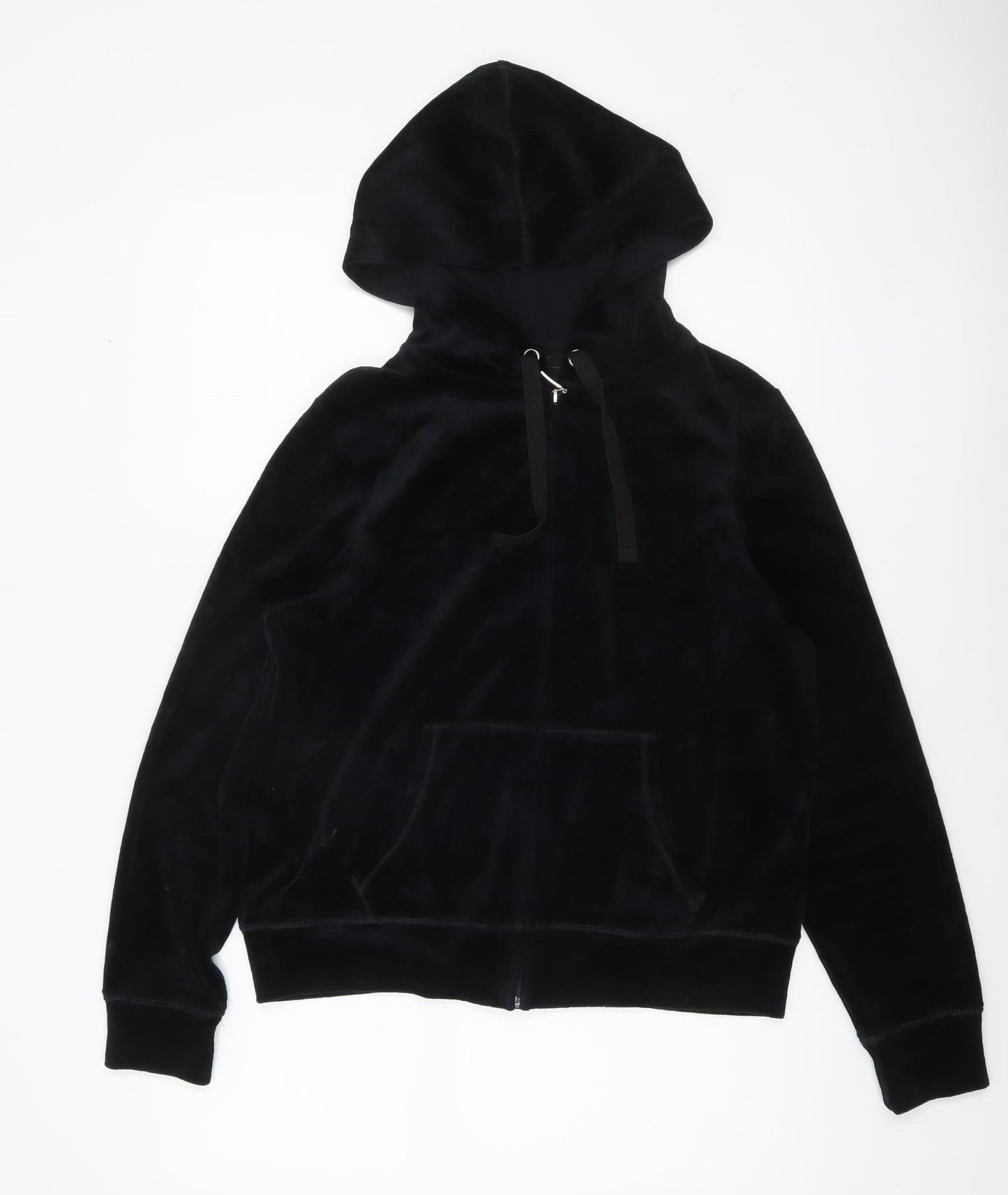 Marks and Spencer Womens Black Velour Full Zip Hoodie UK 16
