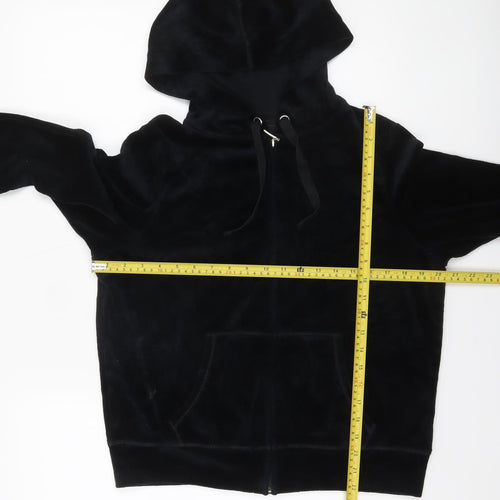 Marks and Spencer Womens Black Velour Full Zip Hoodie UK 16