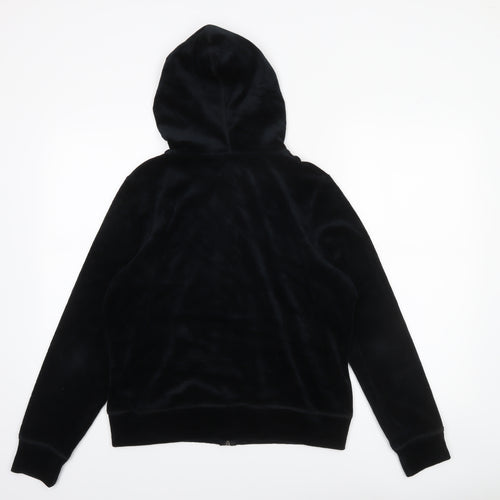 Marks and Spencer Womens Black Velour Full Zip Hoodie UK 16