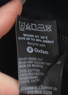 Marks and Spencer Womens Black Velour Full Zip Hoodie UK 16