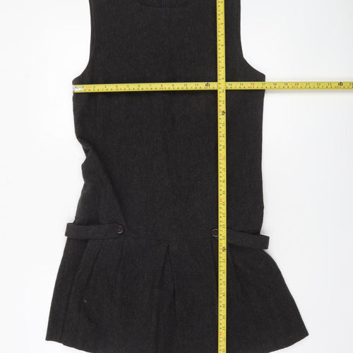 ZARA Women Black Wool Blend Sleeveless Pinafore Dress Size 14