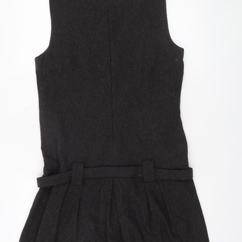 ZARA Women Black Wool Blend Sleeveless Pinafore Dress Size 14