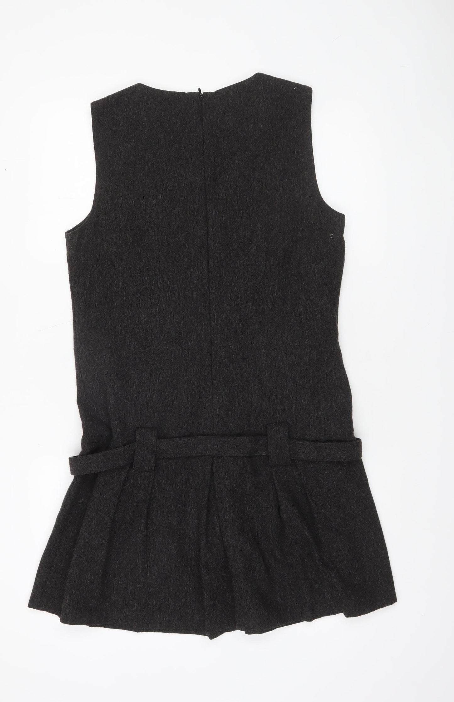 ZARA Women Black Wool Blend Sleeveless Pinafore Dress Size 14