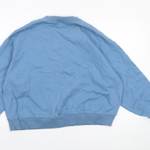 H&M Women’s Blue Cotton Pullover Sweatshirt Size 14 Self-Care Club Print