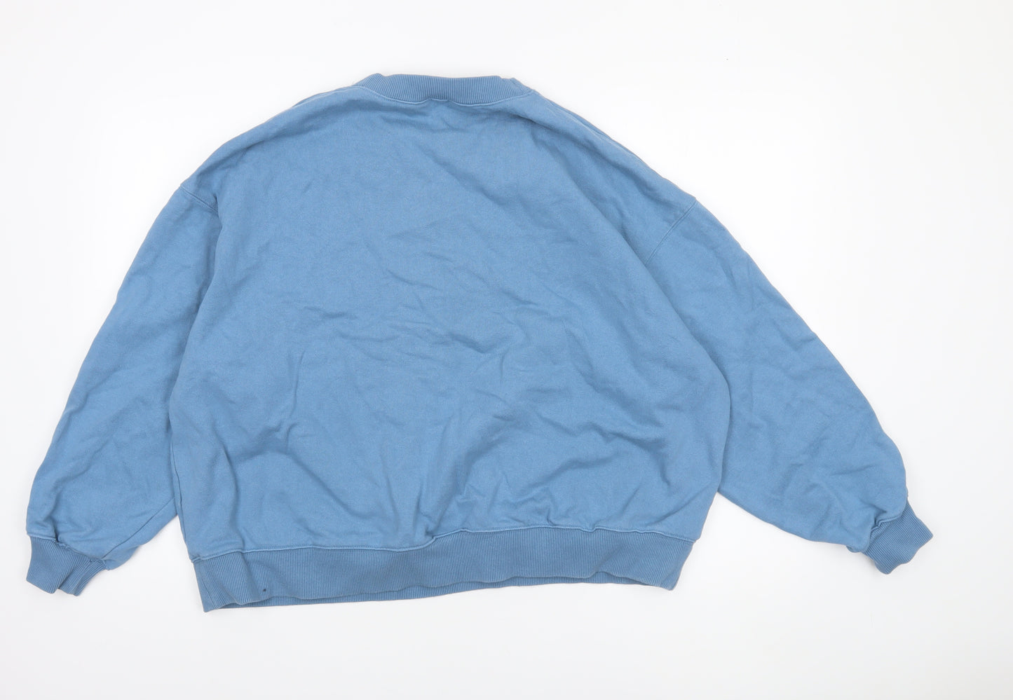 H&M Women’s Blue Cotton Pullover Sweatshirt Size 14 Self-Care Club Print