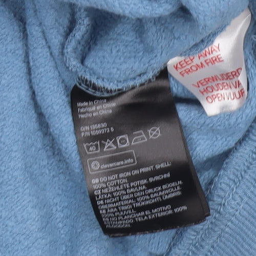 H&M Women’s Blue Cotton Pullover Sweatshirt Size 14 Self-Care Club Print
