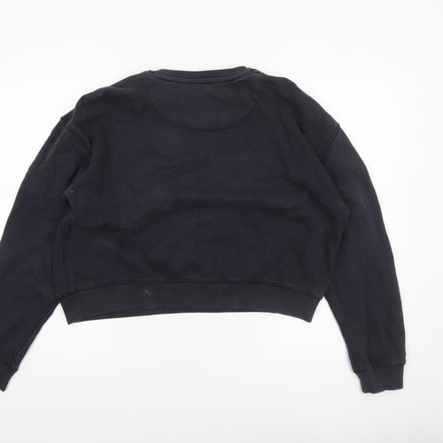 Jack Wills Women Black Size 14 Pullover Sweatshirt 100% Cotton Crew Neck